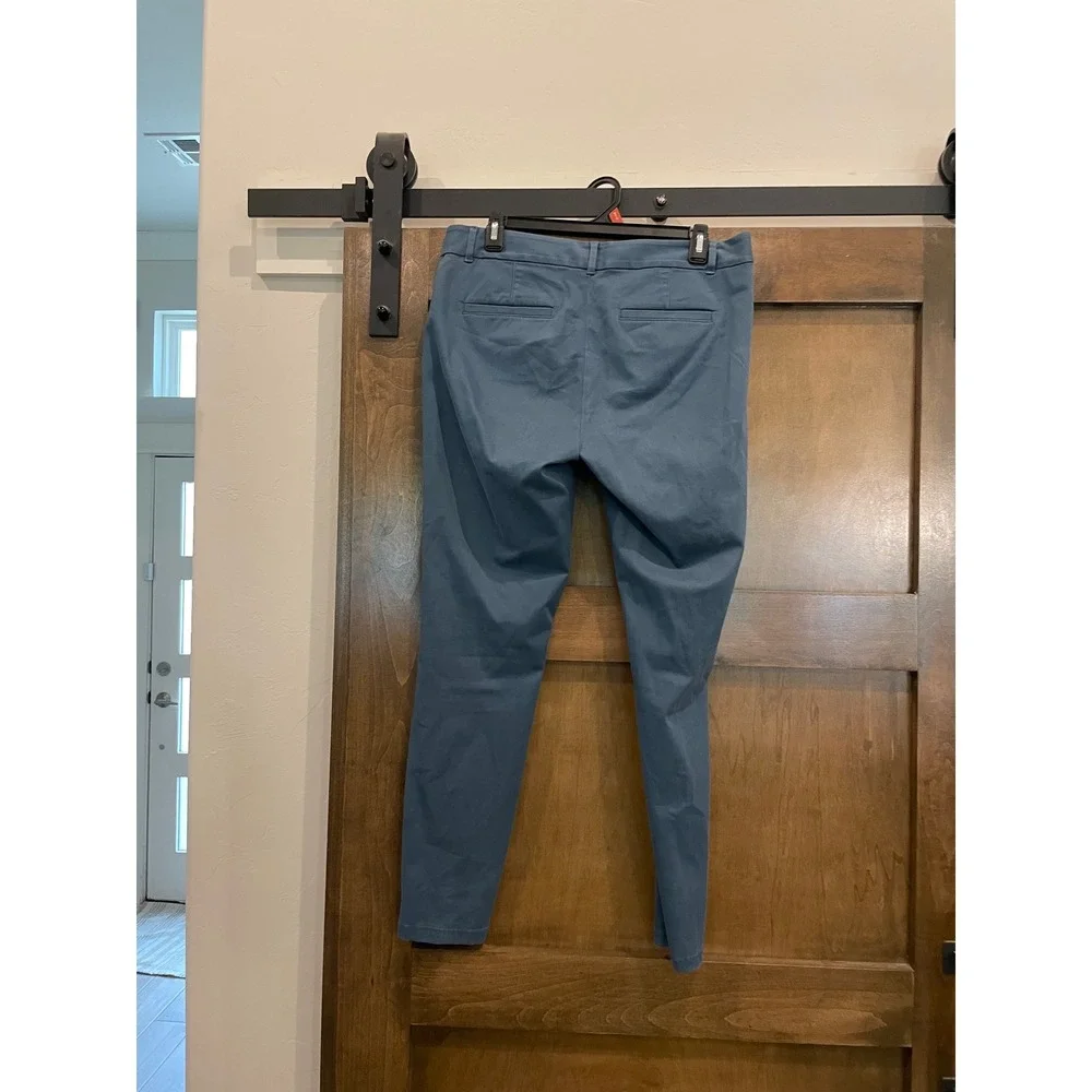 Loft Womens Skinny Chino Pants Slate Blue Front Seam‎ Detail Size 8